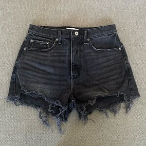 Abercrombie & Fitch The Mom High Rise Shorts Black Distressed